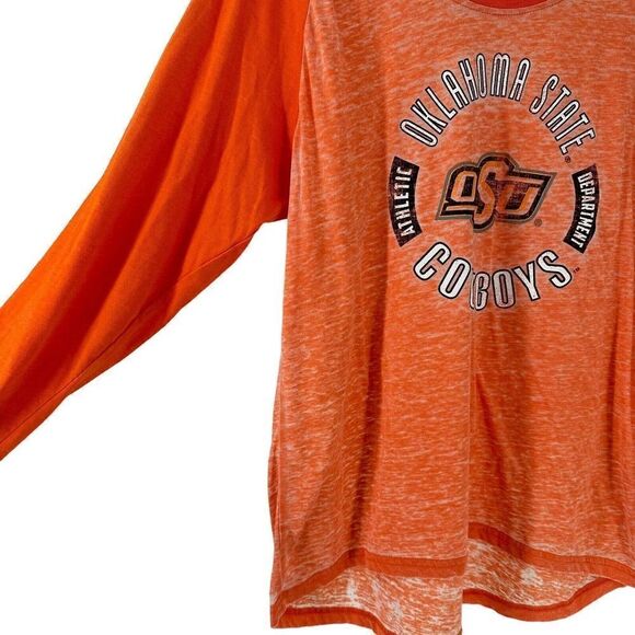 OSU Cowboys Long Sleeve T-Shirt Orange Burnout Womens Size L Oklahoma Colosseum - Picture 3 of 5